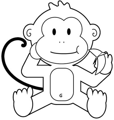 Kolorowanki Kreskówka Małpa Jedząca Banana