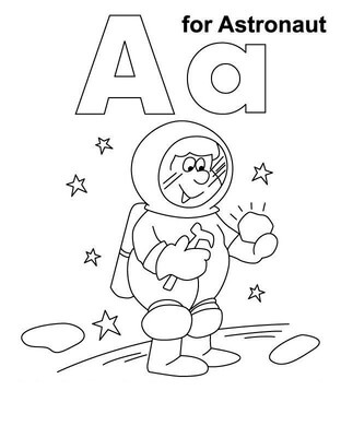 Kolorowanki Litera A dla Astronauty