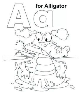 Kolorowanka Litera A jak Aligator