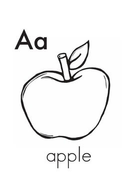 Kolorowanka Litera A z Jabłkiem do Rysowania