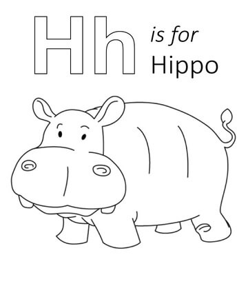 Kolorowanka Litera H jak Hippo