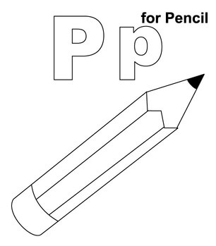Kolorowanka Litera P jak Ołówek