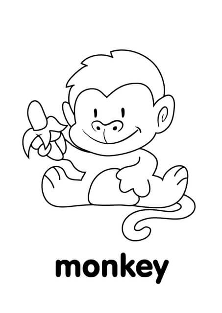 Kolorowanka Baby Monkey Eating