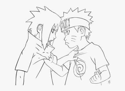 Kolorowanki Mały Sasuke i Naruto Wściekły