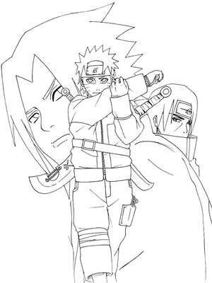 Kolorowanki Naruto, Sasuke i Itachi