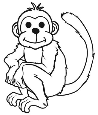 Kolorowanka Narysuj Siedzącą Małpę