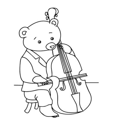 Kolorowanka Niedźwiedź gra na Skrzypcach