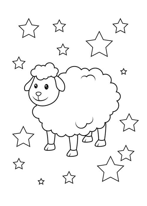 Kolorowanka Owce z Gwiazdami