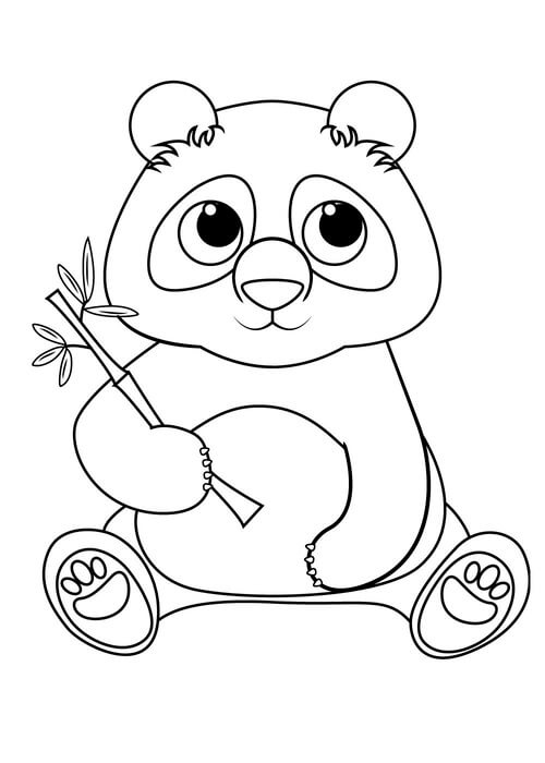 Kolorowanka Panda Trzymająca Gałąź Bambusa