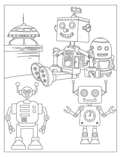 Kolorowanka Pięć Robotów