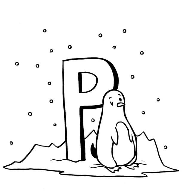 Kolorowanki Pingwin z literą P