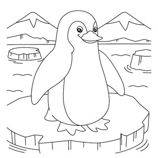 Kolorowanka Pingwiny na lodzie