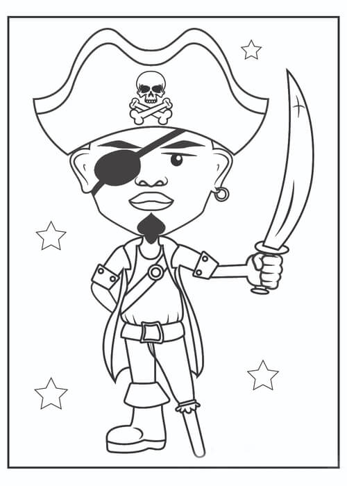 Kolorowanka Pirat Trzymający Miecz