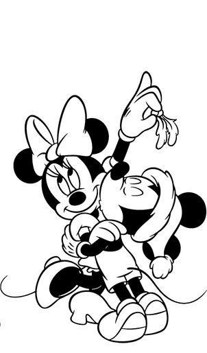 Kolorowanka Pocałunek Mickey Myszka Minnie