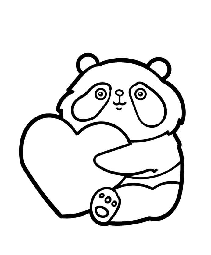 Kolorowanka Przytulające serce Panda
