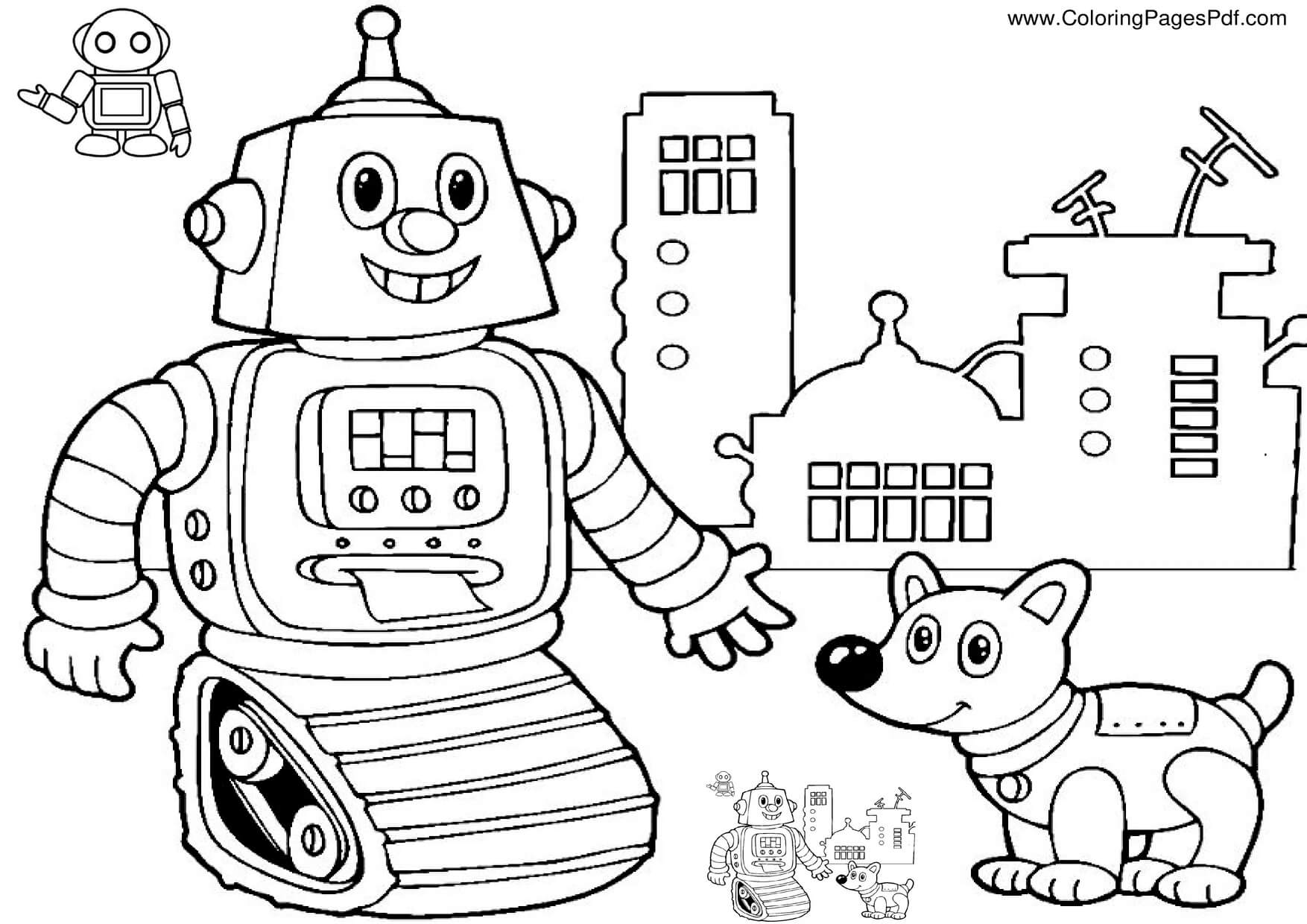 Kolorowanka Robot i Pies