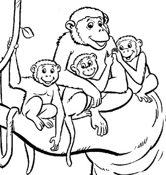 Kolorowanka Rodzina Małpa