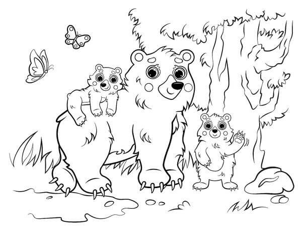 Kolorowanki Rodzina Niedźwiedź