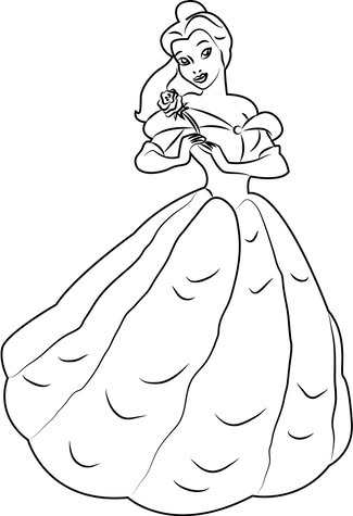 Kolorowanka Rysunek Belle trzymającej Kwiat