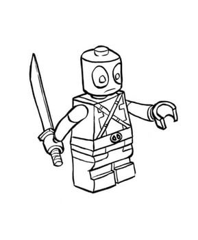 Kolorowanka Rysunek Lego Deadpool Trzymający Miecz