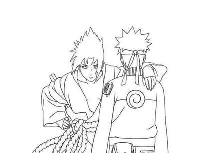 Kolorowanka Sasuke przytula Naruto