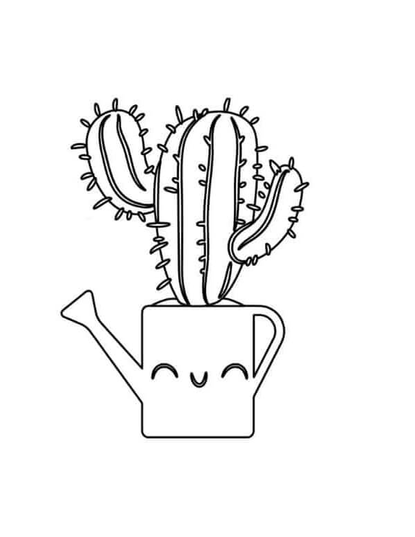 Kolorowanka Śliczny kaktus Doniczkowy
