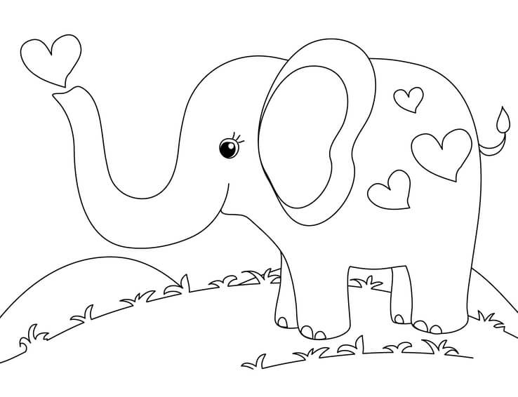 Kolorowanki Słoń z Sercem