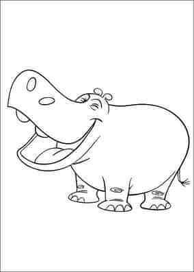 Kolorowanka Śmiejący się Hipopotam