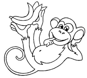 Kolorowanka Śmieszna Małpa z Bananem