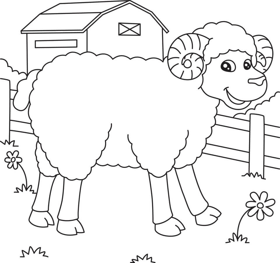 Kolorowanka Śmieszna Owca na Farmie