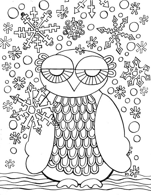 Kolorowanka Owl in Winter