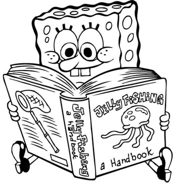 Kolorowanka Spongebob czytanie Książki