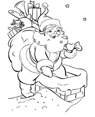 Kolorowanka Święty Mikołaj Przygotowuje się do Przejścia Przez Komin