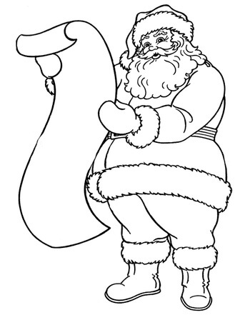 Kolorowanka Święty Mikołaj Trzymający Kartkę Papieru