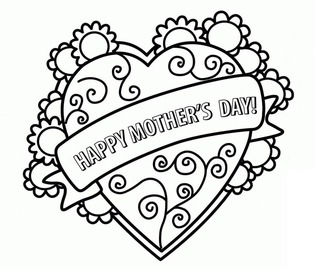 Kolorowanka Szczęśliwy Dzień Matki w Sercu
