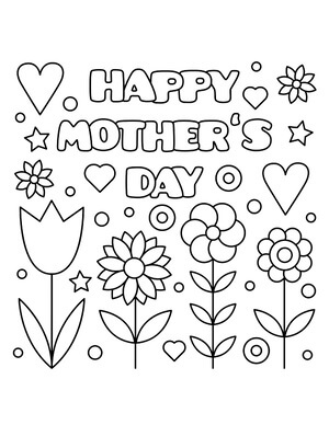Kolorowanka Szczęśliwy Dzień Matki z Kwiatami