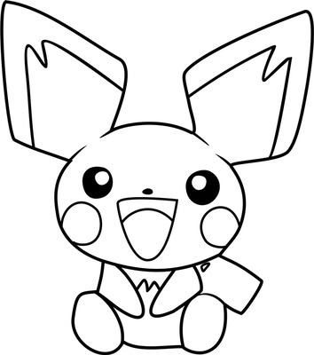 Kolorowanka Szczęśliwy Pokemon Pichu