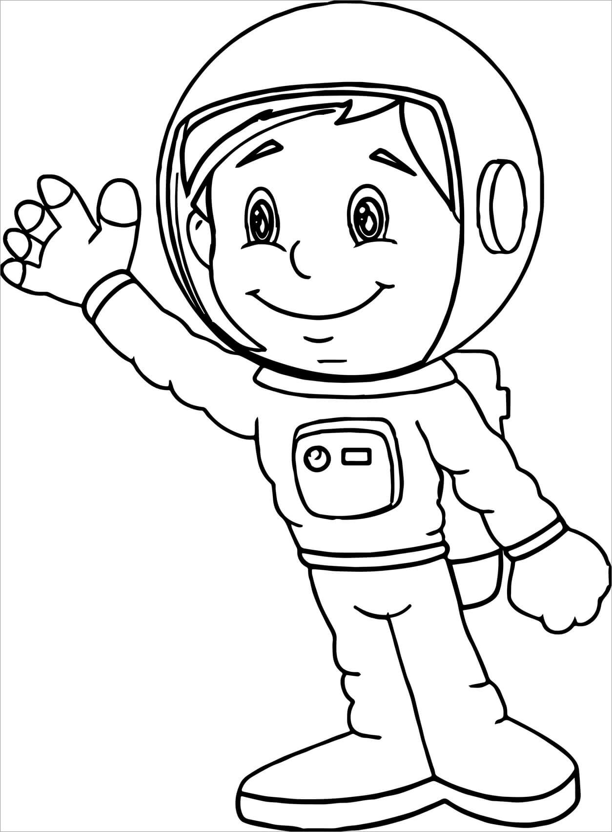 Kolorowanka Uśmiechnięty Chłopiec-Astronauta