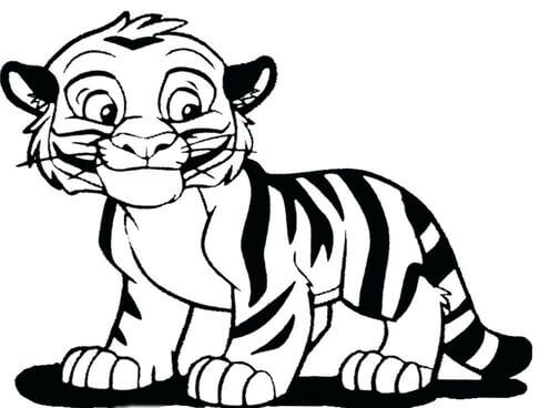 Kolorowanka Uśmiechnięty Mały Tygrys