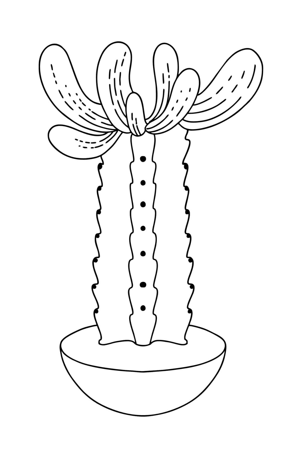 Kolorowanka Wspaniały Kaktus Doniczkowy