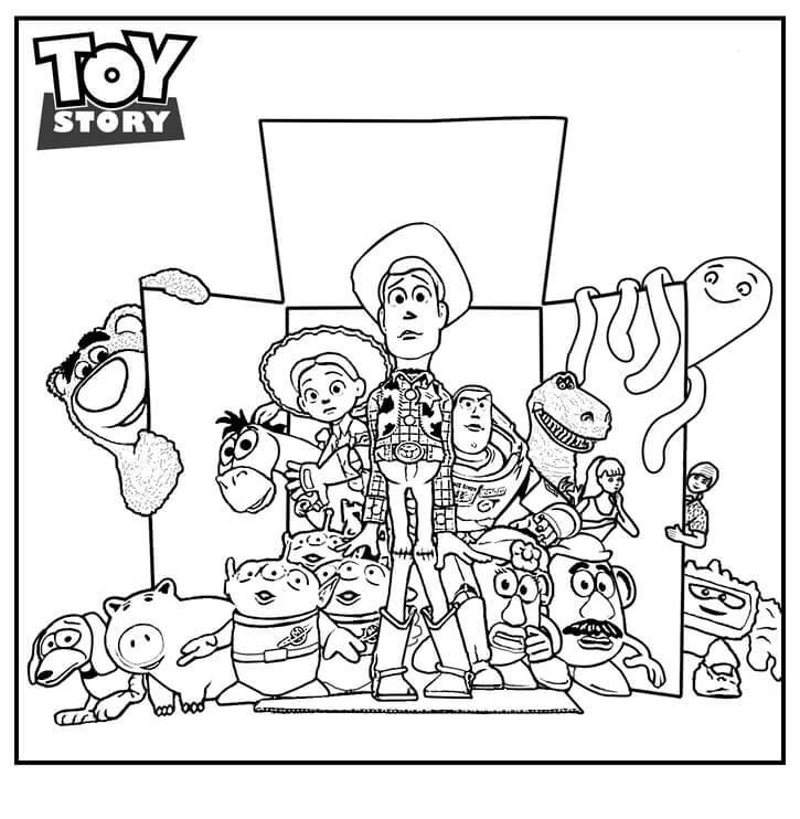 Kolorowanka Wszystkie postacie z Toy Story