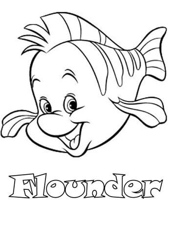 Kolorowanka Fun Flounder in the little Mermaid Ariel