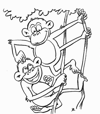 Kolorowanka Zabawna Małpa z Bananem
