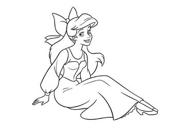 Kolorowanka Zabawna siedząca Ariel