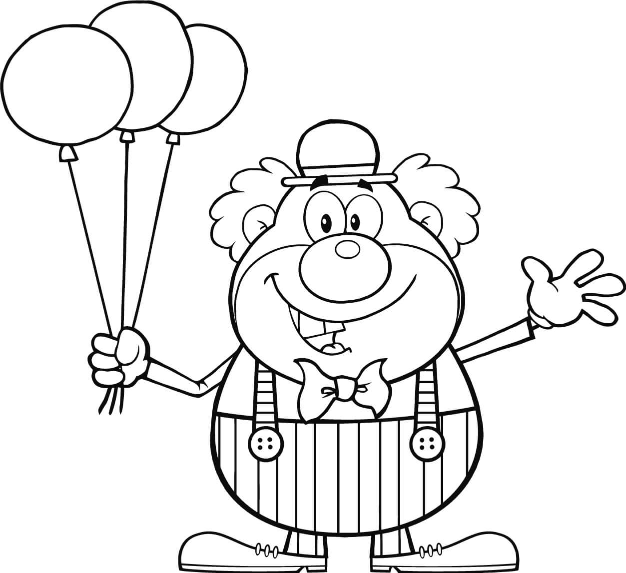Kolorowanka Zabawny Klaun Trzymający Balony