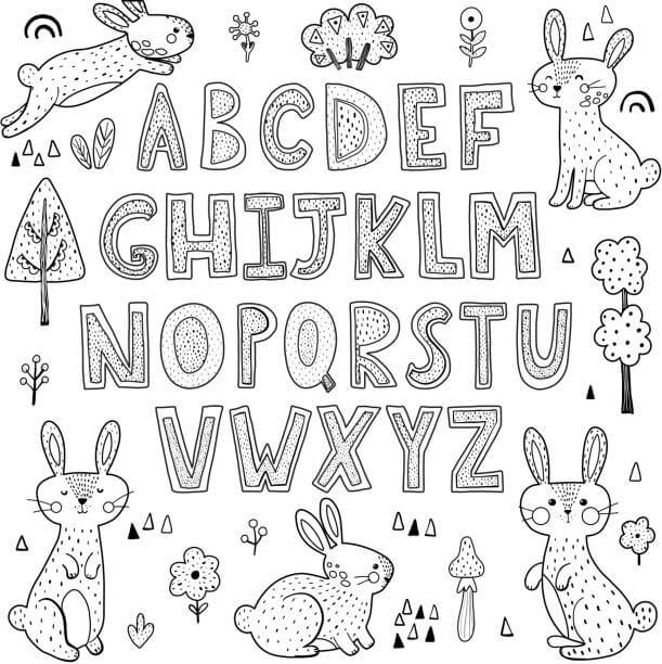 Kolorowanki Alfabet ABC ze Zwierzętami