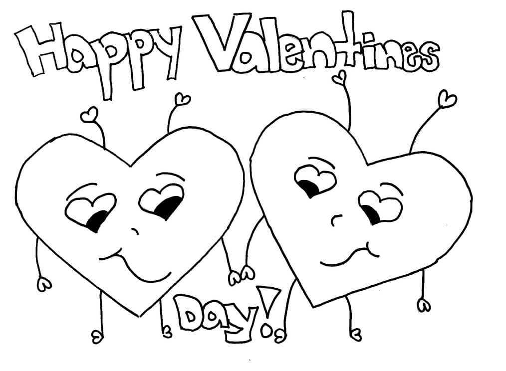Kolorowanki Couple Hearts in Happy Valentine’s Day