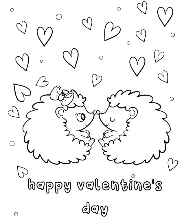 Kolorowanki Couple Hedgehogs in Valentine