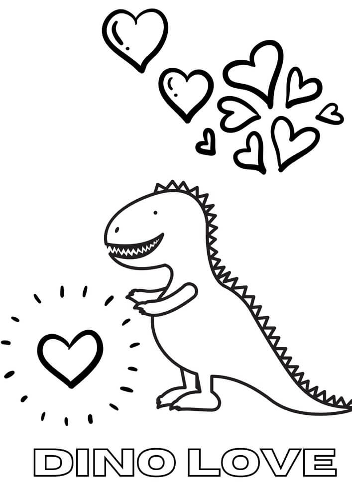 Kolorowanki Dino Love in Valentine
