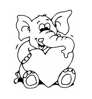 Kolorowanki Elephant holding Heart in Valentine